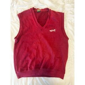 Cross Creek Golf Embroidered V-Neck Sleeveless Vest Sweater Maroon Mens Medium